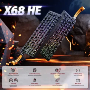 ATTACK SHARK X68 HE 60% Rapid Trigger Magnetic Switch Wired TKL with Adjustable Actuation,Hall Effect Magnetic Switch,8KHz Polling Rate,RGB Backlit BK - Image 6