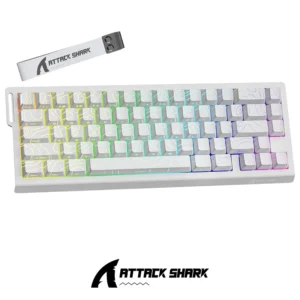 ATTACK SHARK X68 HE 60% Rapid Trigger Magnetic Switch Wired TKL with Adjustable Actuation,Hall Effect Magnetic Switch,8KHz Polling Rate,RGB Backlit WH