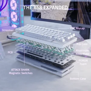 ATTACK SHARK X68 HE 60% Rapid Trigger Magnetic Switch Wired TKL with Adjustable Actuation,Hall Effect Magnetic Switch,8KHz Polling Rate,RGB Backlit WH - Image 12