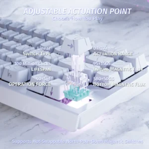 ATTACK SHARK X68 HE 60% Rapid Trigger Magnetic Switch Wired TKL with Adjustable Actuation,Hall Effect Magnetic Switch,8KHz Polling Rate,RGB Backlit WH - Image 6