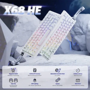 ATTACK SHARK X68 HE 60% Rapid Trigger Magnetic Switch Wired TKL with Adjustable Actuation,Hall Effect Magnetic Switch,8KHz Polling Rate,RGB Backlit WH - Image 7