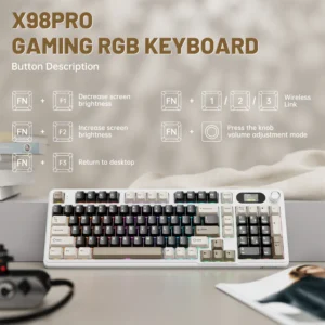 ATTACK SHARK X98 Pro Wireless Mechanical Keyboard with Screen & Knob, 2.4G/USB-C/BT5.0 - Image 3