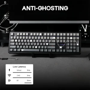 AULA F108 Wireless, Full Size with 4000mAh Battery, 108 Hot-Swappable and Programmable Keys, RGB Backlight BK/GREY - Image 14