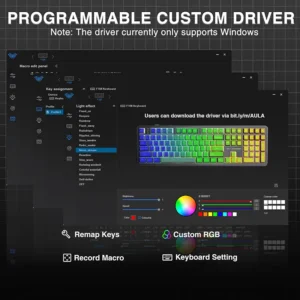 AULA F108 Wireless, Full Size with 4000mAh Battery, 108 Hot-Swappable and Programmable Keys, RGB Backlight BK/GREY - Image 17
