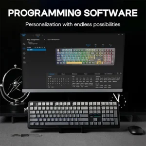 AULA F108 Wireless, Full Size with 4000mAh Battery, 108 Hot-Swappable and Programmable Keys, RGB Backlight BK/GREY - Image 11