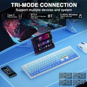AULA F108 Wireless, Full Size with 4000mAh Battery, 108 Hot-Swappable and Programmable Keys, RGB Backlight Blue - Image 5