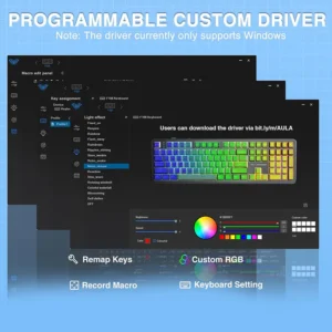 AULA F108 Wireless, Full Size with 4000mAh Battery, 108 Hot-Swappable and Programmable Keys, RGB Backlight Blue - Image 8