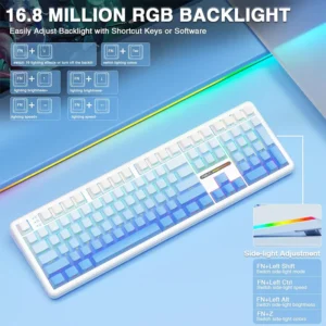 AULA F108 Wireless, Full Size with 4000mAh Battery, 108 Hot-Swappable and Programmable Keys, RGB Backlight Blue - Image 9