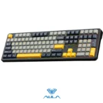 AULA F108 Wireless, Full Size with 4000mAh Battery, 108 Hot-Swappable and Programmable Keys, RGB Backlight Grey/Yellow