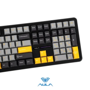 AULA F108 Wireless, Full Size with 4000mAh Battery, 108 Hot-Swappable and Programmable Keys, RGB Backlight Grey/Yellow - Image 7