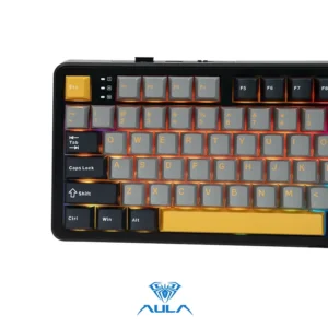 AULA F108 Wireless, Full Size with 4000mAh Battery, 108 Hot-Swappable and Programmable Keys, RGB Backlight Grey/Yellow - Image 8