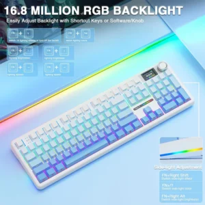 AULA F108 PRO Tri-Mode Connectivity,Hot Swappable with 8000mAh Battery,Pre-lubed Switches,RGB Backlit,PBT Keycaps,104 Keys [Blue] - Image 9