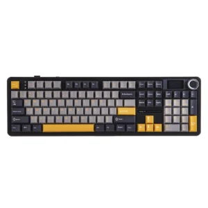 AULA F108 PRO Tri-Mode Connectivity,Hot Swappable with 8000mAh Battery,Pre-lubed Switches,RGB Backlit,PBT Keycaps,104 Keys GREY-YELLOW - Image 14