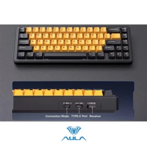 AULA EPOMAKER x F65 65% Wireless, Hot Swappable Gasket Five-Layer Padding, RGB Backlit, Bluetooth/2.4GHz/USB-C BK-YELLOW - Image 4