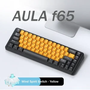 AULA EPOMAKER x F65 65% Wireless, Hot Swappable Gasket Five-Layer Padding, RGB Backlit, Bluetooth/2.4GHz/USB-C BK-YELLOW - Image 7