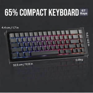 AULA EPOMAKER x F65 65% Wireless, Hot Swappable Gasket Five-Layer Padding, RGB Backlit, Bluetooth/2.4GHz/USB-C BK-GREY - Image 3