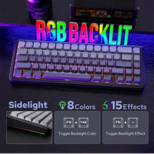 AULA EPOMAKER x F65 65% Wireless, Hot Swappable Gasket Five-Layer Padding, RGB Backlit, Bluetooth/2.4GHz/USB-C BK-GREY - Image 7