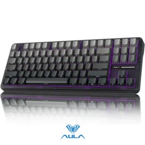 AULA F87 Pro Wireless,Tri-Mode BT5.0/2.4GHz/USB-C Hot Swappable Custom Keyboard,Pre-lubed Switches,75% BK-GREY