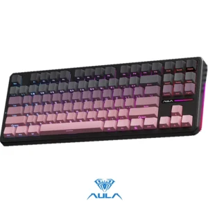 AULA F87 Pro Wireless,Tri-Mode BT5.0/2.4GHz/USB-C Hot Swappable Custom Keyboard,Pre-lubed Switches,75% BK-ICE PURPLE