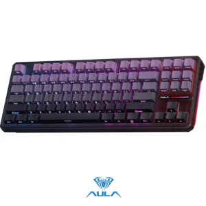 AULA F87 Pro Wireless,Tri-Mode BT5.0/2.4GHz/USB-C Hot Swappable Custom Keyboard,Pre-lubed Switches,75% BK-PURPLE STAR