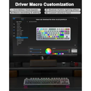 AULA F87 Pro Wireless,Tri-Mode BT5.0/2.4GHz/USB-C Hot Swappable Custom Keyboard,Pre-lubed Switches,75% BK-GREY - Image 11