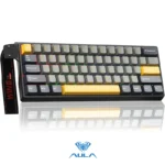 AULA WIN60 HE MAX VERSION 65%, Wing Chun Magnetic Switch Hot Swappable, Adjustable Actuation Rapid Trigger Mode, 8000 Hz Polling Rate GREY AND YELLOW