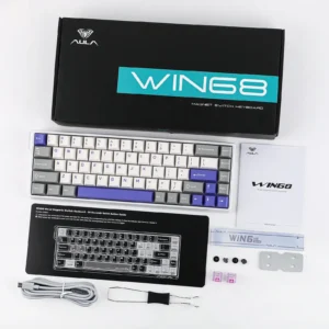 AULA WIN68 HE MAX VERSION 65%, Wing Chun Magnetic Switch Hot Swappable, Adjustable Actuation Rapid Trigger Mode, 8000 Hz Polling Rate BLUE/WHITE/GREY - Image 17