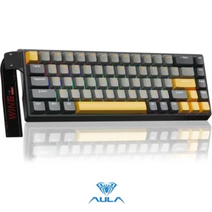 AULA WIN68 HE MAX VERSION 65%, Wing Chun Magnetic Switch Hot Swappable, Adjustable Actuation Rapid Trigger Mode, 8000 Hz Polling Rate GREY/YELLOW