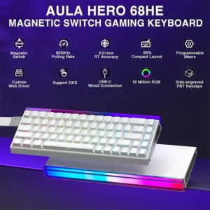 AULA Hero 68 HE 60% Wired, Hall Effect Magnetic Switch Keyboard with Adjustable Actuation, Fast Trigger Mode, 8K Hz Polling Rate, 0.125ms - Image 2