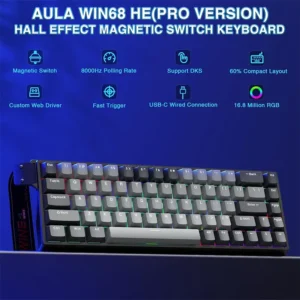 AULA WIN68 HE PRO VERSION 65%, SEMANTIC Magnetic Switch Hot Swappable, Adjustable Actuation Rapid Trigger Mode, 8000 Hz Polling Rate - Image 5