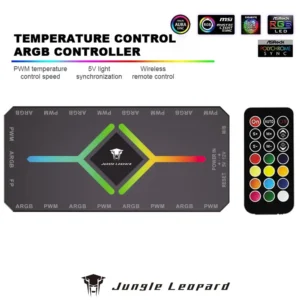 Jungle Leopard ARGB PWM Fan Hub with Controller, 9 Ports 5V ARGB Fan, Magnetic Base