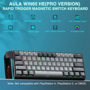 AULA WIN60 HE PRO VERSION 60%, SEMANTIC Magnetic Switch Hot Swappable, Adjustable Actuation Rapid Trigger Mode, 8000 Hz Polling Rate - Image 5