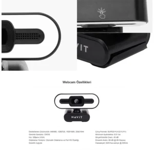 Webcam Havit HV-HN24G Pro 2K with Auto Focus, LED Light, and Microphone - Image 6