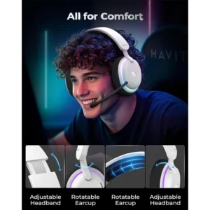 Havit Fuxi -H7 Five-Mode Gaming Headphones WHITE - Image 10