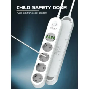 Universal Power Strip 4X AC Outlets LDNIO SE4432 With 4 Port USB Charger (Multiprise) - Image 5