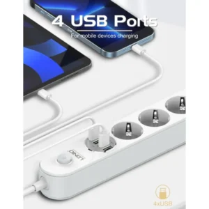 Universal Power Strip 4X AC Outlets LDNIO SE4432 With 4 Port USB Charger (Multiprise) - Image 6