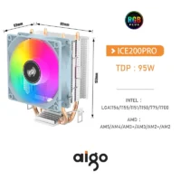 CPU AIR COOLER Aigo ICE200 PRO 3PIN PWM Silent Rgb Fan - Image 3