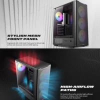 CASE ANTEC VX310 4 FANS ARGB ATX Mid Tower Black High Airflow Mesh - Image 5