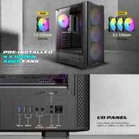 CASE ANTEC VX310 4 FANS ARGB ATX Mid Tower Black High Airflow Mesh - Image 3