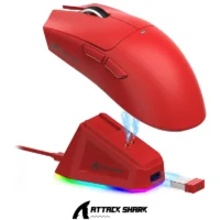 Mouse ATTACK SHARK X11 Wireless with Magnetic Charging Dock BT/2.4G Wireless/Wired RED