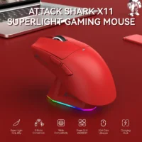 Mouse ATTACK SHARK X11 Wireless with Magnetic Charging Dock BT/2.4G Wireless/Wired RED - Image 2