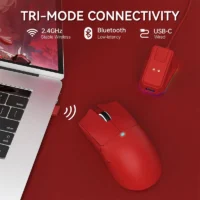 Mouse ATTACK SHARK X11 Wireless with Magnetic Charging Dock BT/2.4G Wireless/Wired RED - Image 4