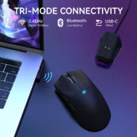 Mouse ATTACK SHARK X11 Wireless with Magnetic Charging Dock BT/2.4G Wireless/Wired BLACK - Image 2