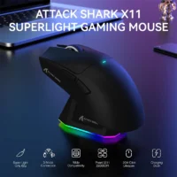 Mouse ATTACK SHARK X11 Wireless with Magnetic Charging Dock BT/2.4G Wireless/Wired BLACK - Image 3