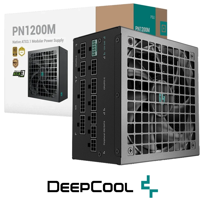PSU DEEPCOOL PN1200M BLACK-0 DEEPCOOL PN1200M 1200W 80+ GOLD FULL MODULAR BLACK - Image 1